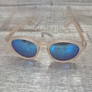Le Specs Hey Macarena Sunglasses Beige Frame Blue Mirror Lens Oval Mono One Size